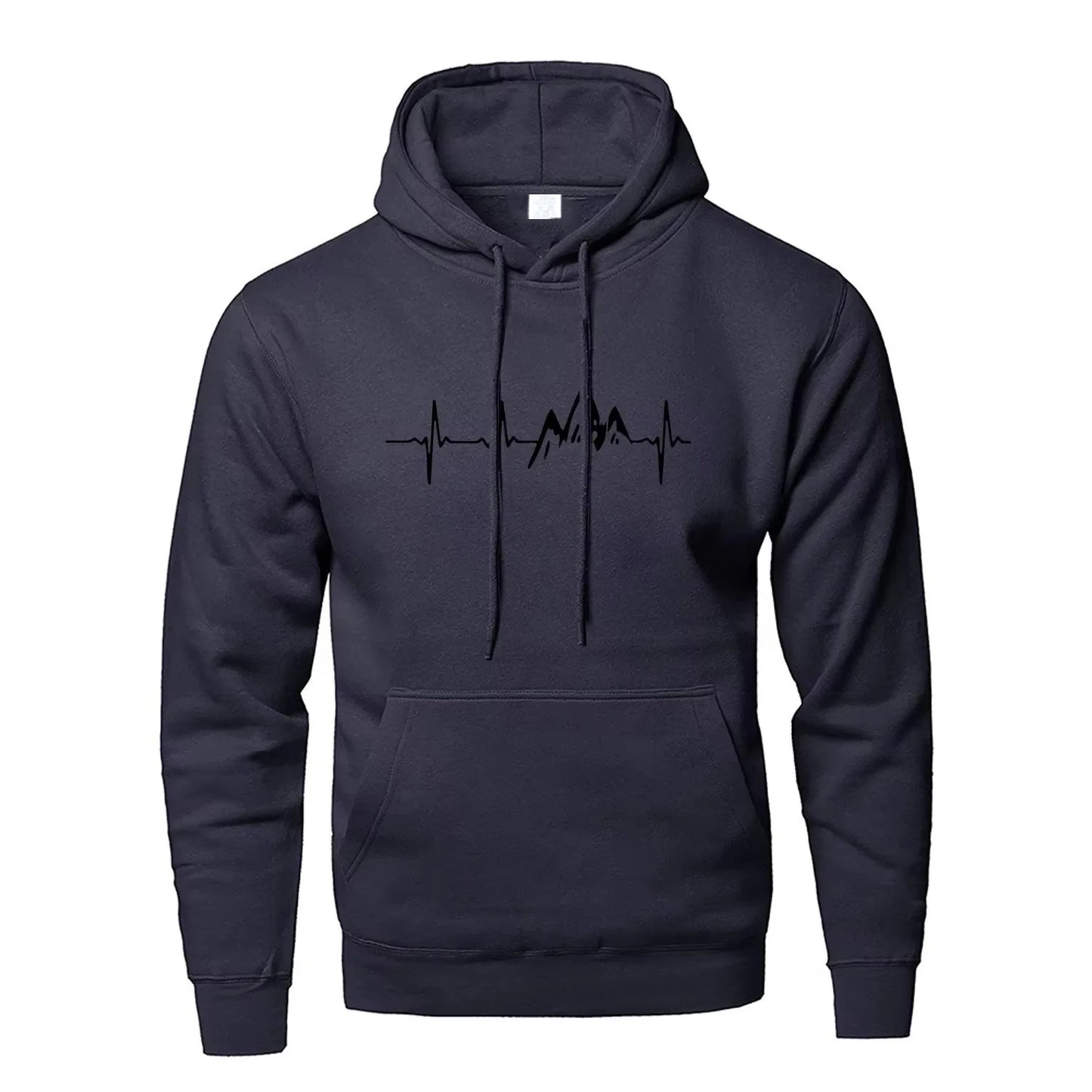 Mountain Heartbeat Hoodies for Man Sweatshirt Autumn Long Sleeve