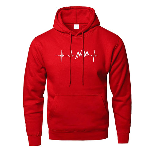 Mountain Heartbeat Hoodies for Man Sweatshirt Autumn Long Sleeve
