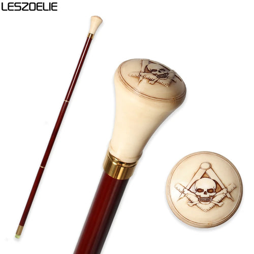 97cm Men Masonic With Skull-Head Resin Handle Stick German Beech