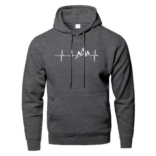 Mountain Heartbeat Hoodies for Man Sweatshirt Autumn Long Sleeve
