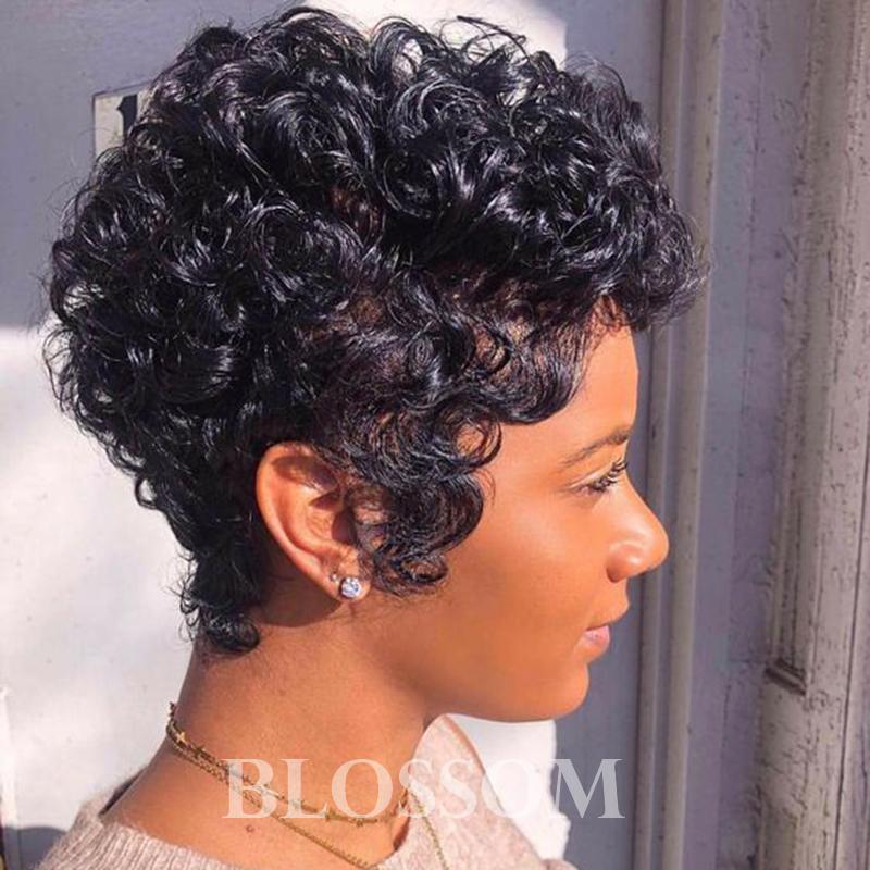 Human hair Short Curly wigs for Black Women Cheap Full Lace Brazilian