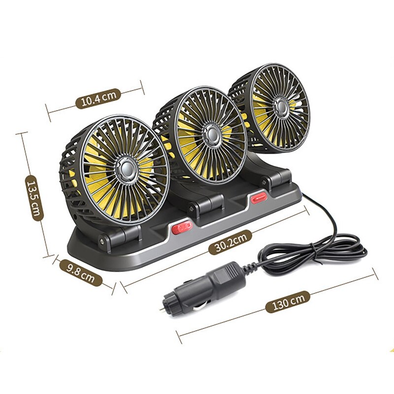 1pc Car Single/double/three Head Electric Fan 360 Degree Adjustable