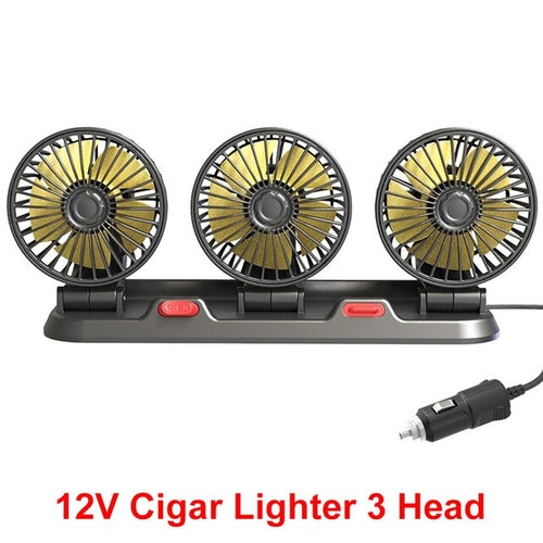 1pc Car Single/double/three Head Electric Fan 360 Degree Adjustable