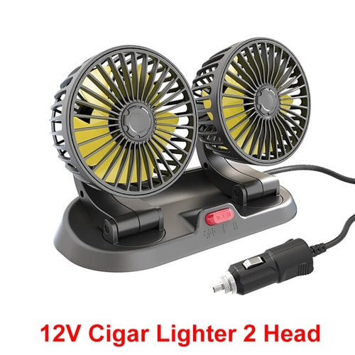 1pc Car Single/double/three Head Electric Fan 360 Degree Adjustable