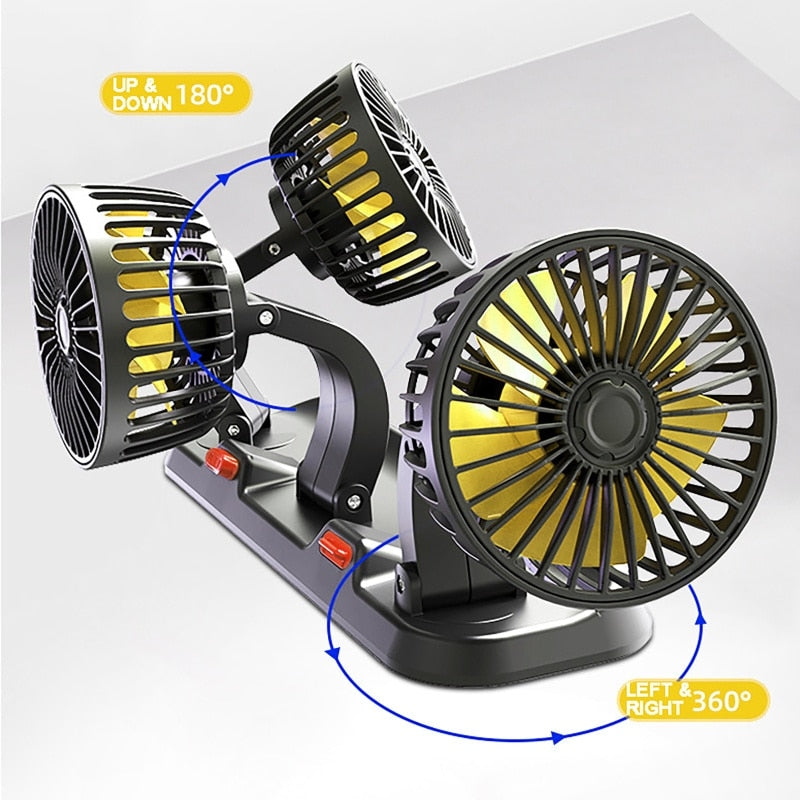 1pc Car Single/double/three Head Electric Fan 360 Degree Adjustable