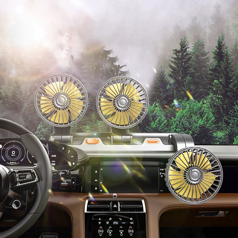 1pc Car Single/double/three Head Electric Fan 360 Degree Adjustable