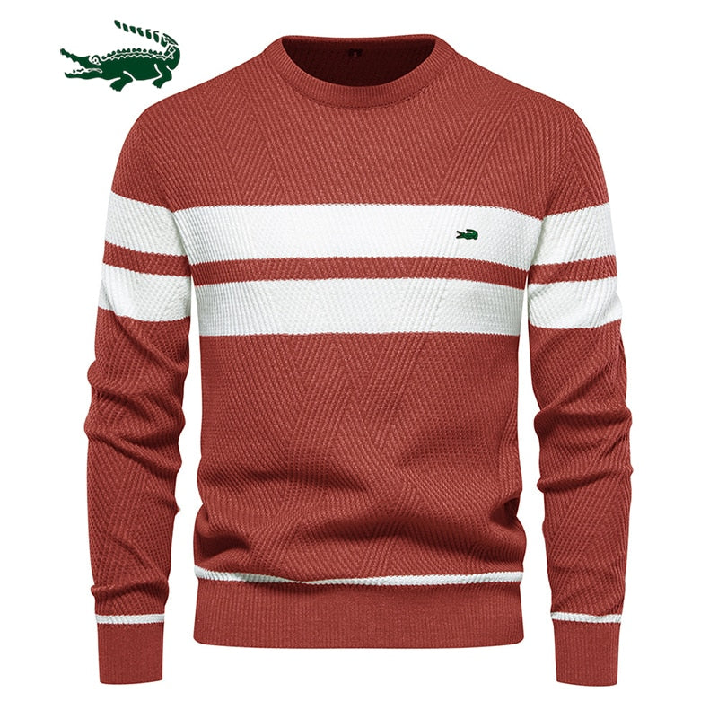 2023 High Quality New Mens Boys Winter Stripe Sweater Thick Warm