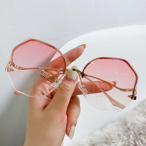 2023 Luxury Round Gradient Sunglasses Women Metal Curved Temples