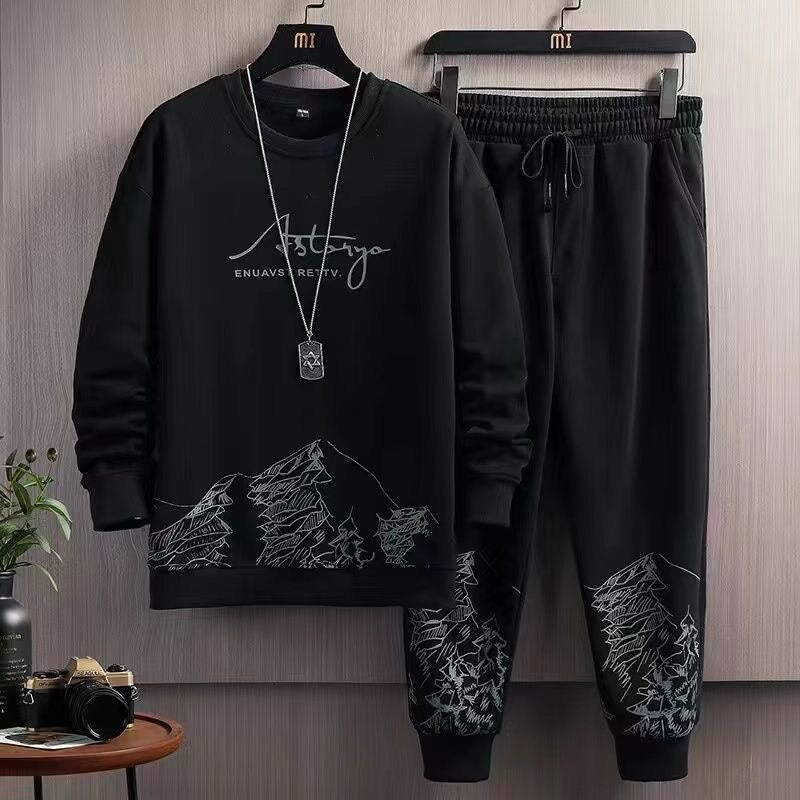 2023 Spring and Autumn New Fashion Trend Printed Two Piece Men's