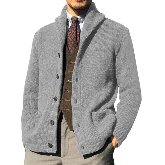 2023 Winter Warm Lapel Cardigan Men Sweaters Jackets Mens Slim Fit