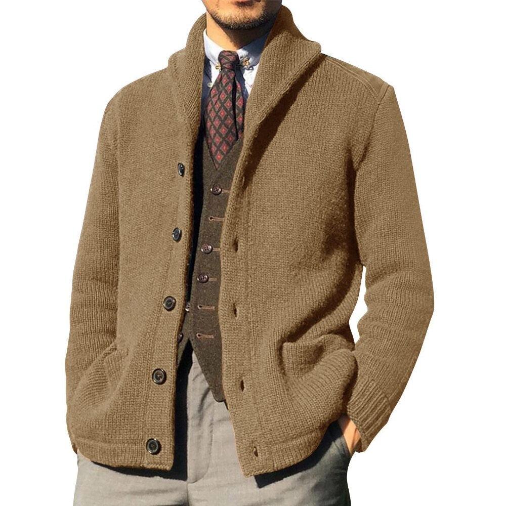 2023 Winter Warm Lapel Cardigan Men Sweaters Jackets Mens Slim Fit