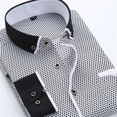 Big Size 4xl Men Dress Shirt 2016 New Arrival Long Sleeve Slim Fit