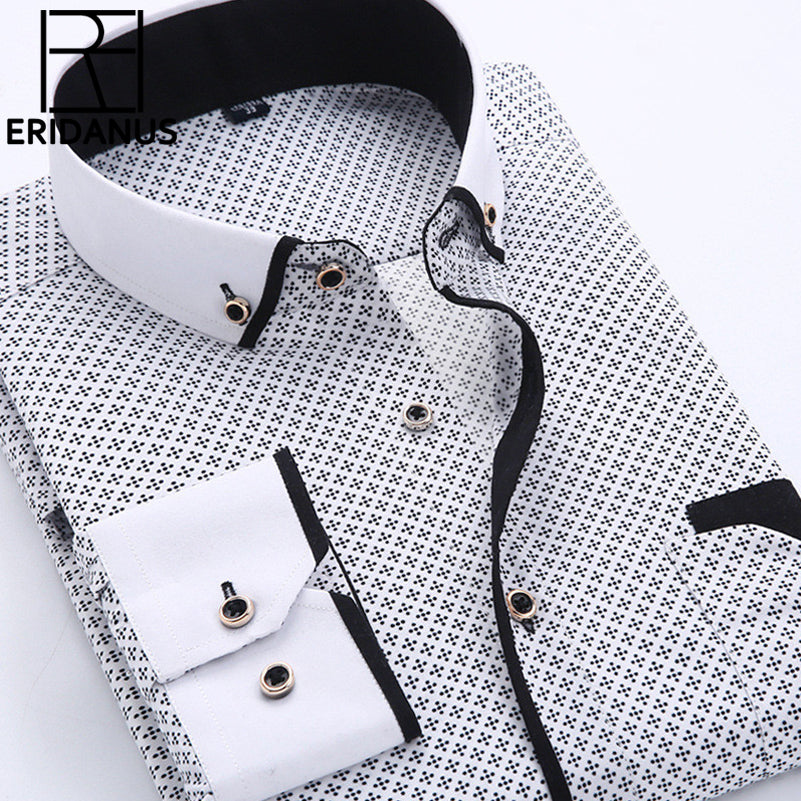 Big Size 4xl Men Dress Shirt 2016 New Arrival Long Sleeve Slim Fit