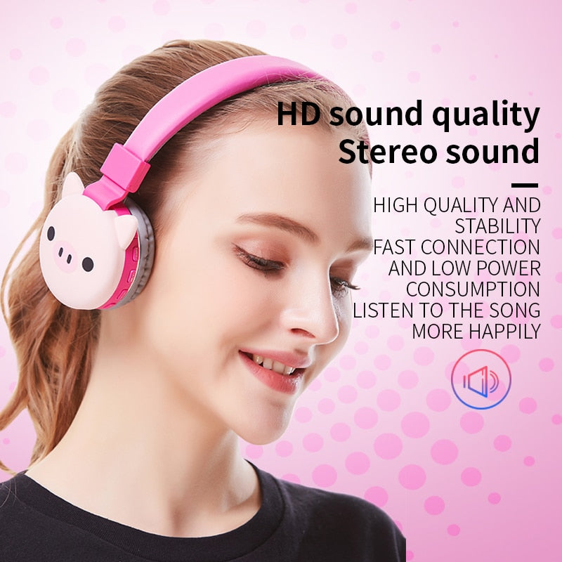 Bluetooth Headset Wireless Cute Headphones Young People Kids Children
