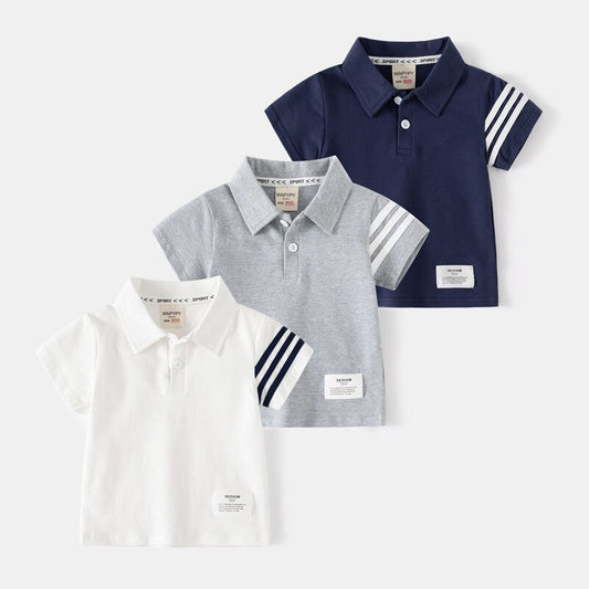 Boys T Shirt Short Sleeves Cotton T shirts Striped Children Polo Shirt