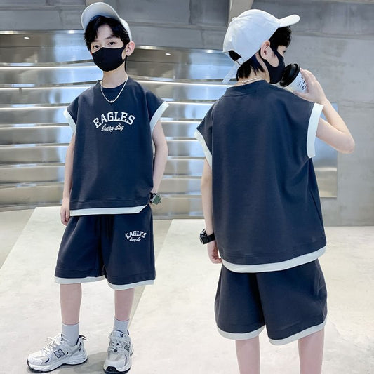 Children Summer Boys Clothes Set T shirt + Pants Casual Sports Suits