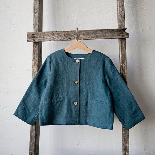 Children's Clothing Autumn Coat Boys' Cotton Linen Round Neck Coat