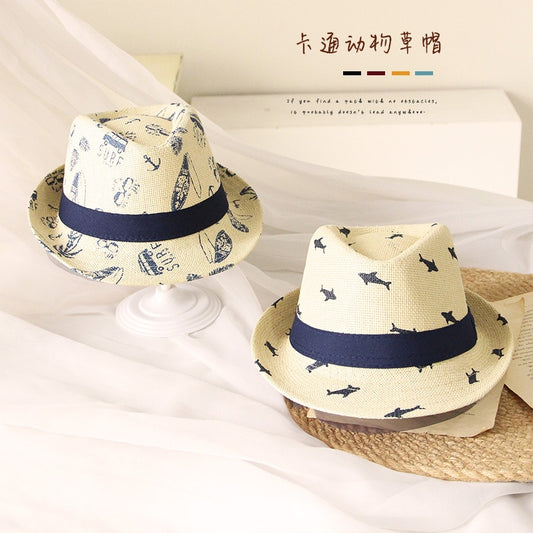 Children's Straw Hat Boys Summer Beach Sun Hat Weave Breathable Kids