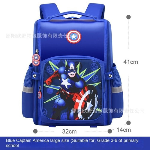 Disney Boys Cartoon All in One Backpack Spine Protector Marvel Captain