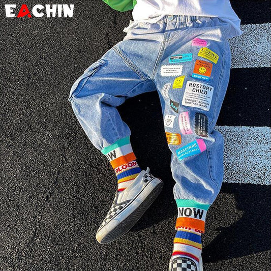 Eachin Baby Boys Jeans 2023 New Fashion Patchwork Teen Boy Clothes