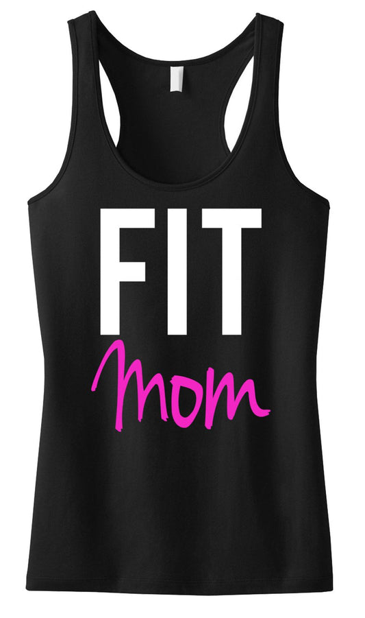 FIT MOM Tank Top, Black Racerback