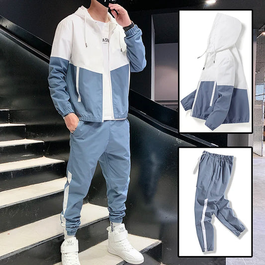 Men Tracksuit Casual Joggers Hooded Sportswear Jackets And Pants 2