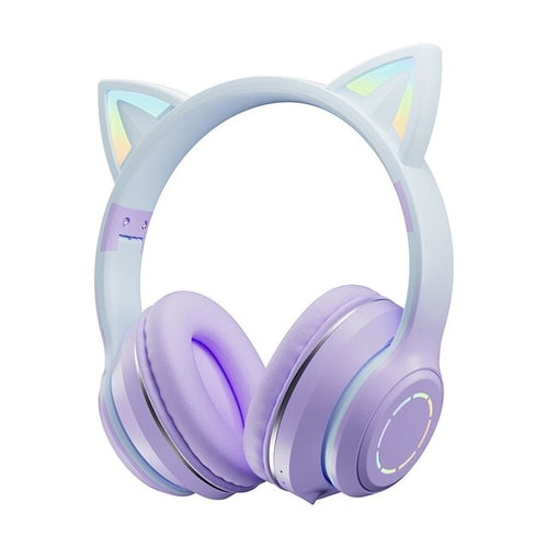 Headset Bluetooth 5.1 Wireless Gamer Cute Cat Ear Headphones With Mic