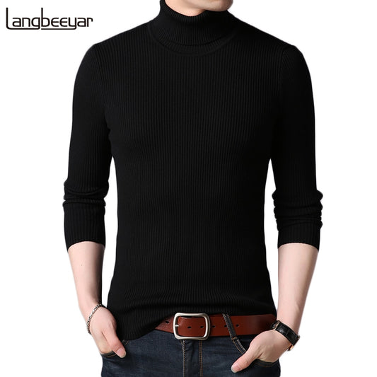 Mens Slim Fit Black Turtleneck Sweater | Sweater Slim Fit Men Winter |