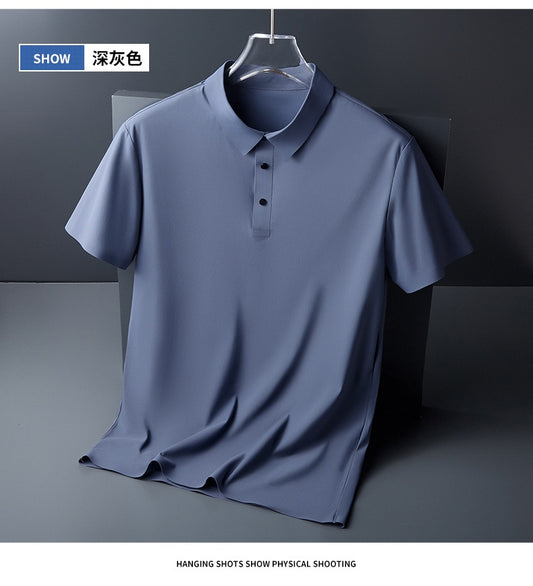 Ice Silk Traceless T-shirt Men's Light Business Solid Color Half