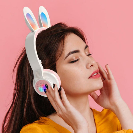 Jst-29 Student Wireless Headphone Cute Rabbit Ears Rgb Light Stereo