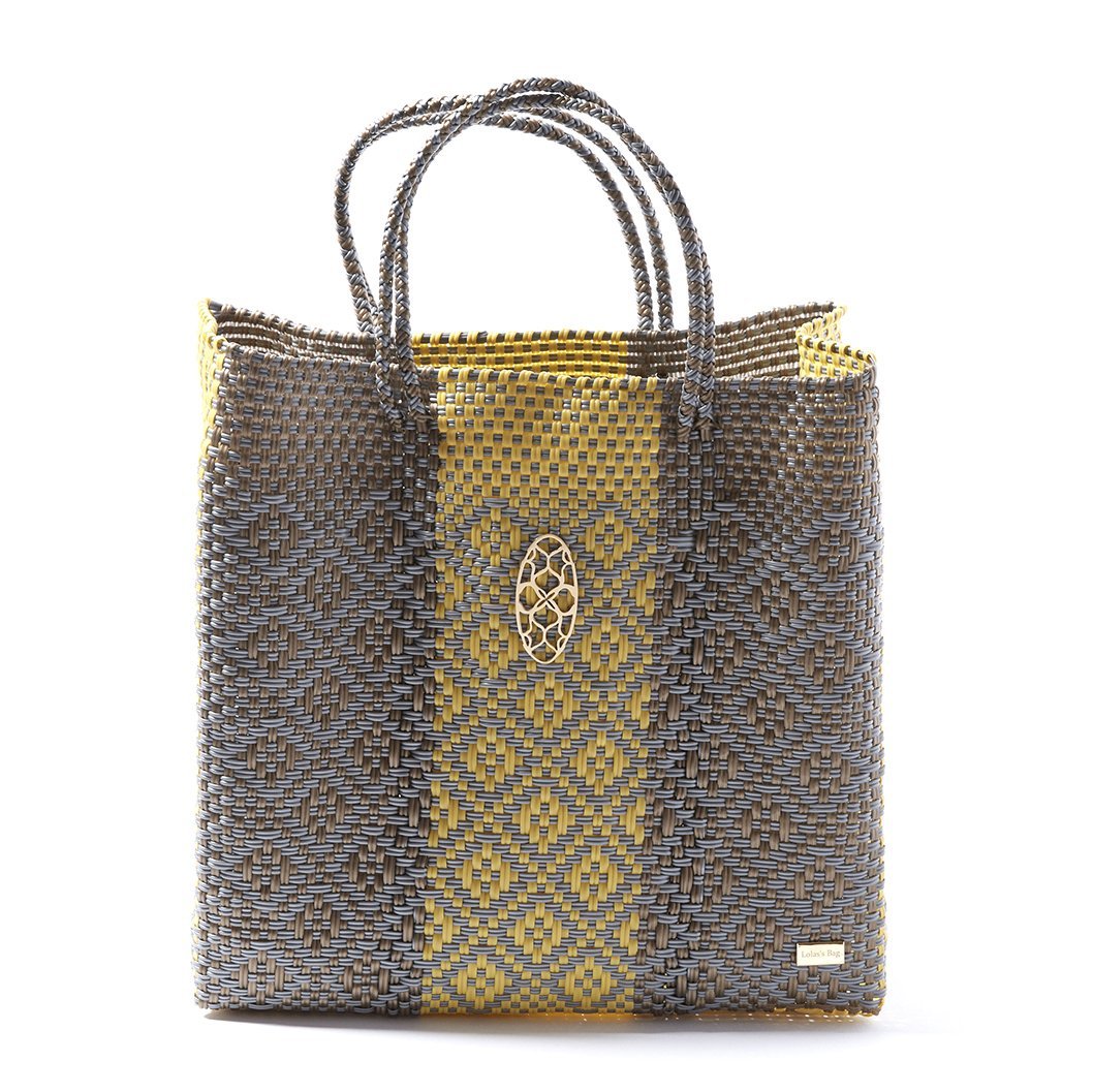 MEDIUM YELLOW GRAY TOTE BAG