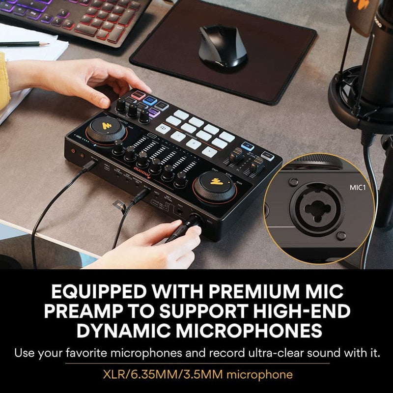 Maonocaster Sound Card Set With Microphone, All In 1 Podcast, Audio