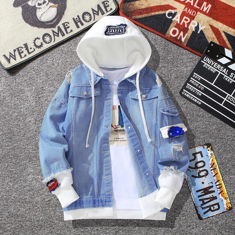 Men's Autumn Winter Hoodie Denim Jacket| |