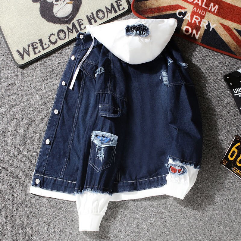 Men's Autumn Winter Hoodie Denim Jacket| |