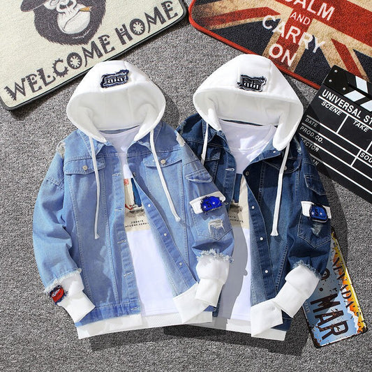 Men's Autumn Winter Hoodie Denim Jacket| |