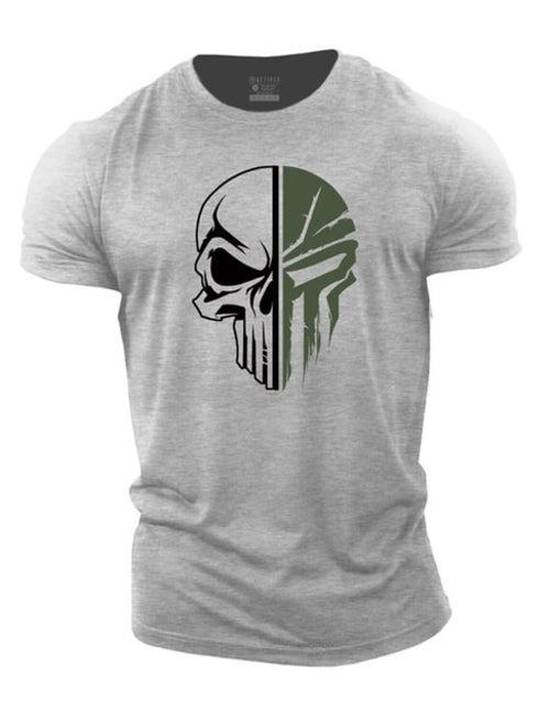 Men's T Shirt For Men 3d Print Military Skull Dropped T Shirt