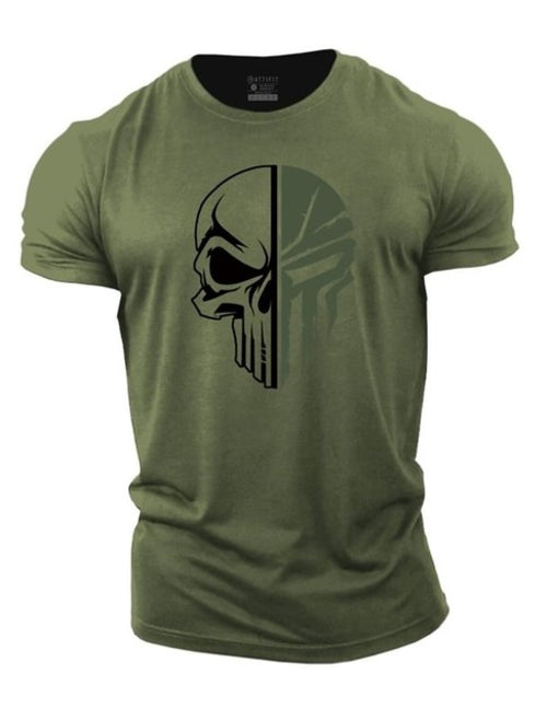 Men's T Shirt For Men 3d Print Military Skull Dropped T Shirt