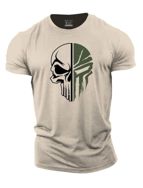 Men's T Shirt For Men 3d Print Military Skull Dropped T Shirt