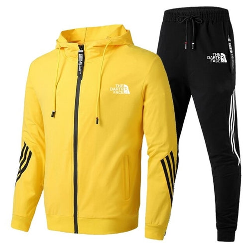 MenAutumn and Winter Tracksuit Casual Set Male Joggers Hooded