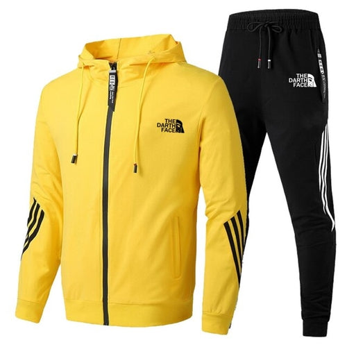 MenAutumn and Winter Tracksuit Casual Set Male Joggers Hooded