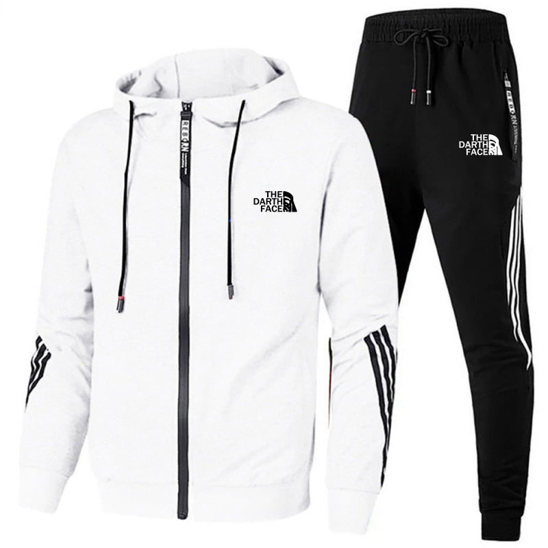 MenAutumn and Winter Tracksuit Casual Set Male Joggers Hooded