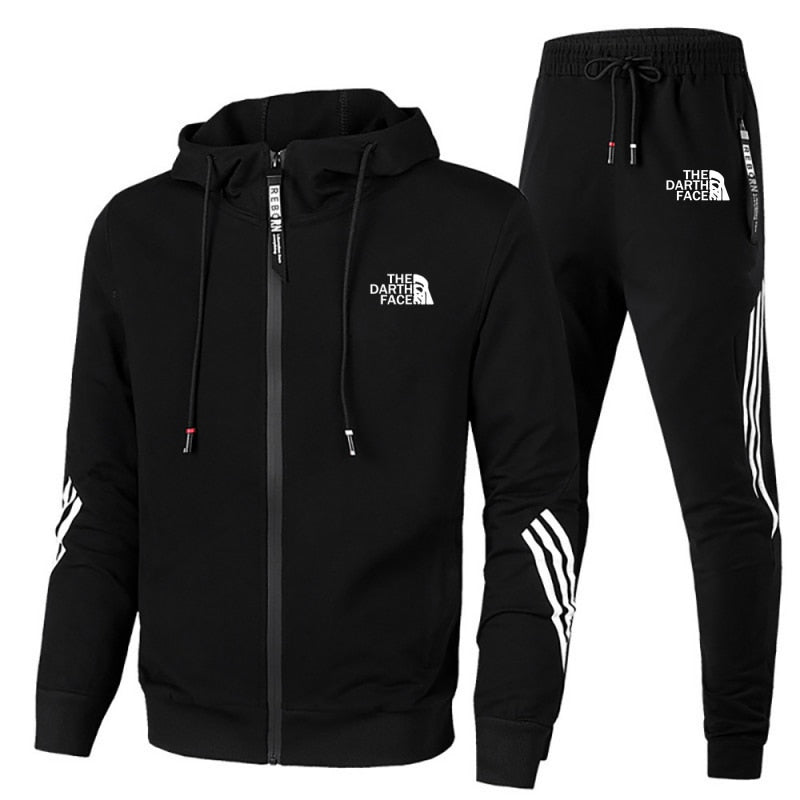 MenAutumn and Winter Tracksuit Casual Set Male Joggers Hooded