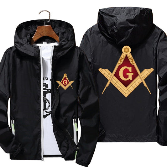 Mens Bomber Hooded Mason Masonic Freemasonry Architecture Symbol Pilot