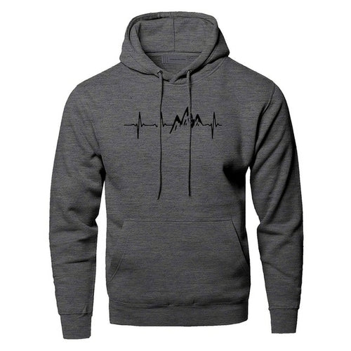 Mountain Heartbeat Hoodies Sweatshirt Men Sound Ray Diagram Hooded