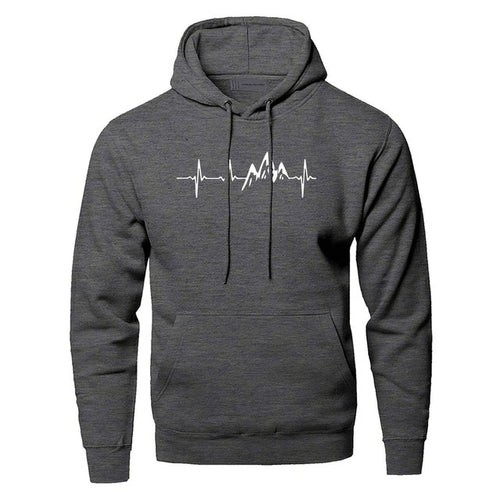 Mountain Heartbeat Hoodies Sweatshirt Men Sound Ray Diagram Hooded