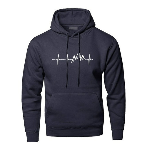 Mountain Heartbeat Hoodies Sweatshirt Men Sound Ray Diagram Hooded