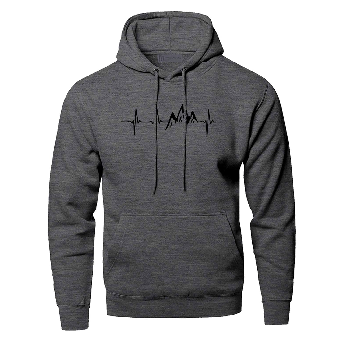 Mountain Heartbeat Hoodies Sweatshirt Men Sound Ray Diagram Hooded