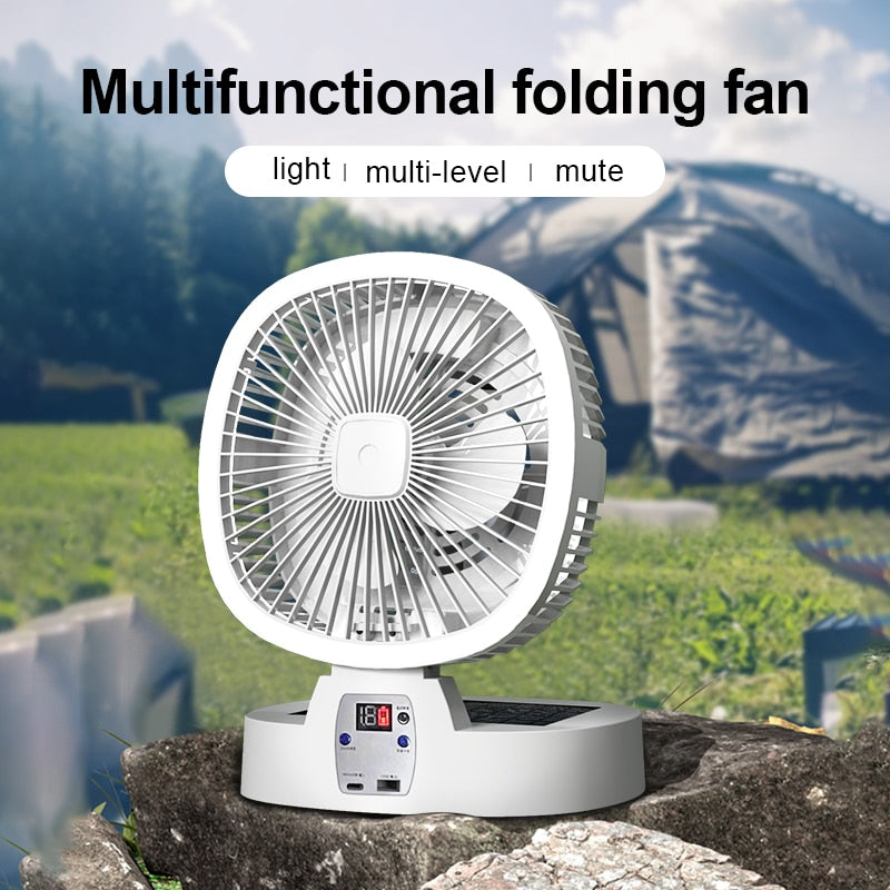 New Outdoor Camping Fan 5000mah Solar Rechargeable Wireless Portable