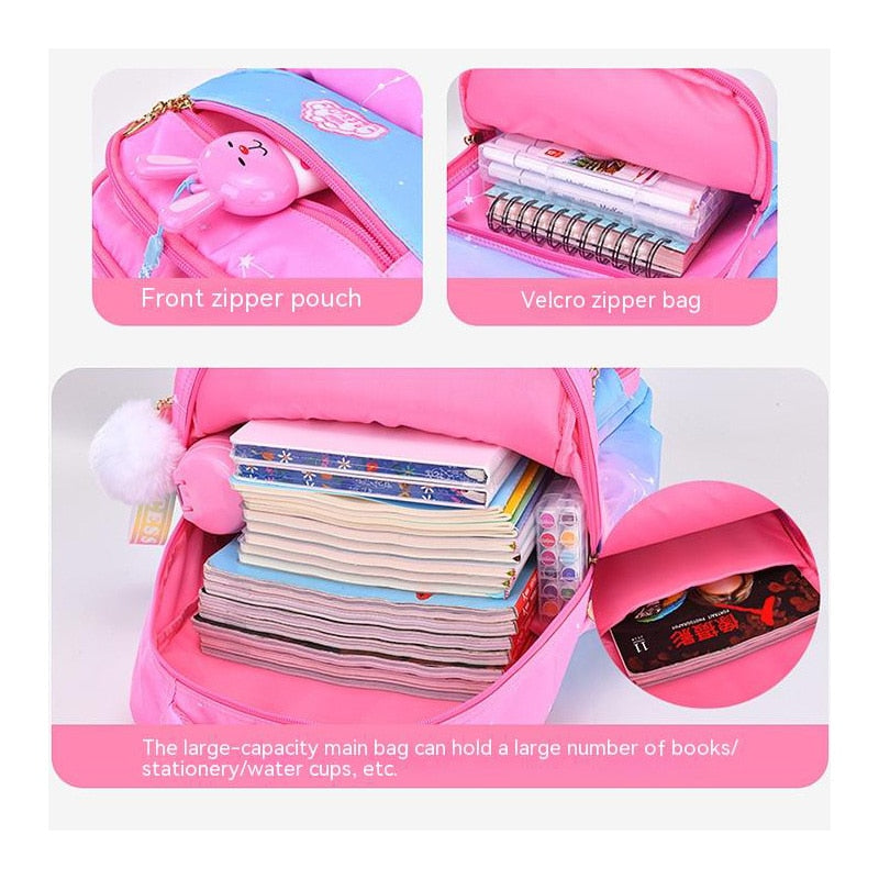 Orthopedic Primary School Bags For Girls Gradient Color Grades 1-3-6