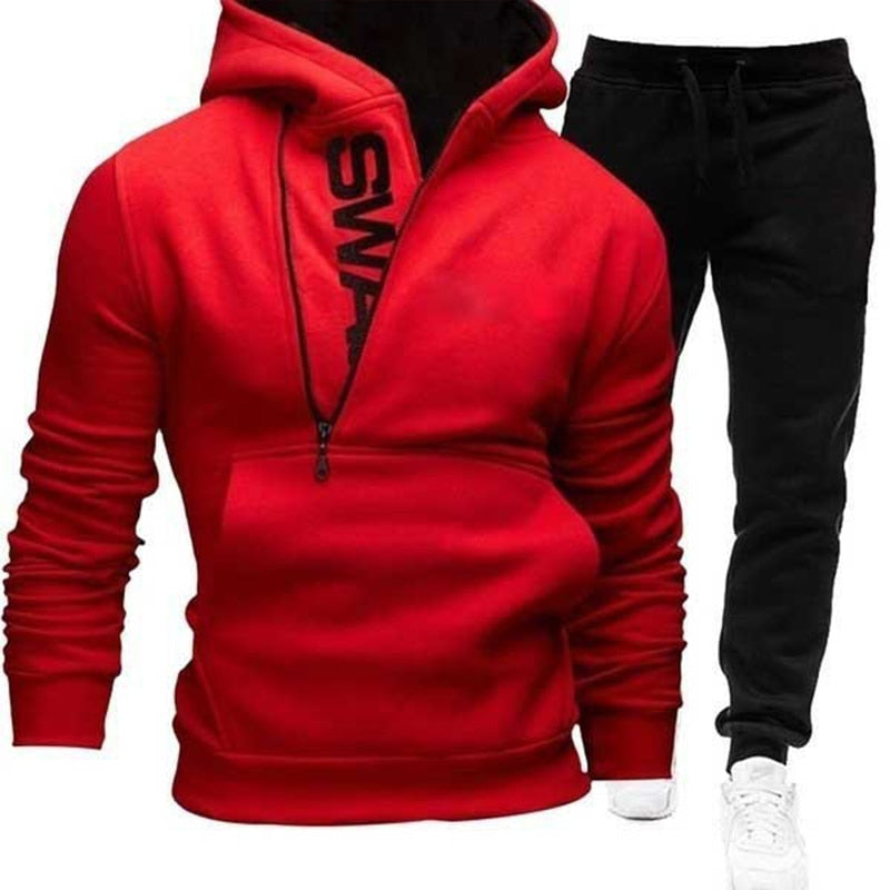 Spring Autumn Men's Sweatshirt Suit Letter Printed Zipper Pockets